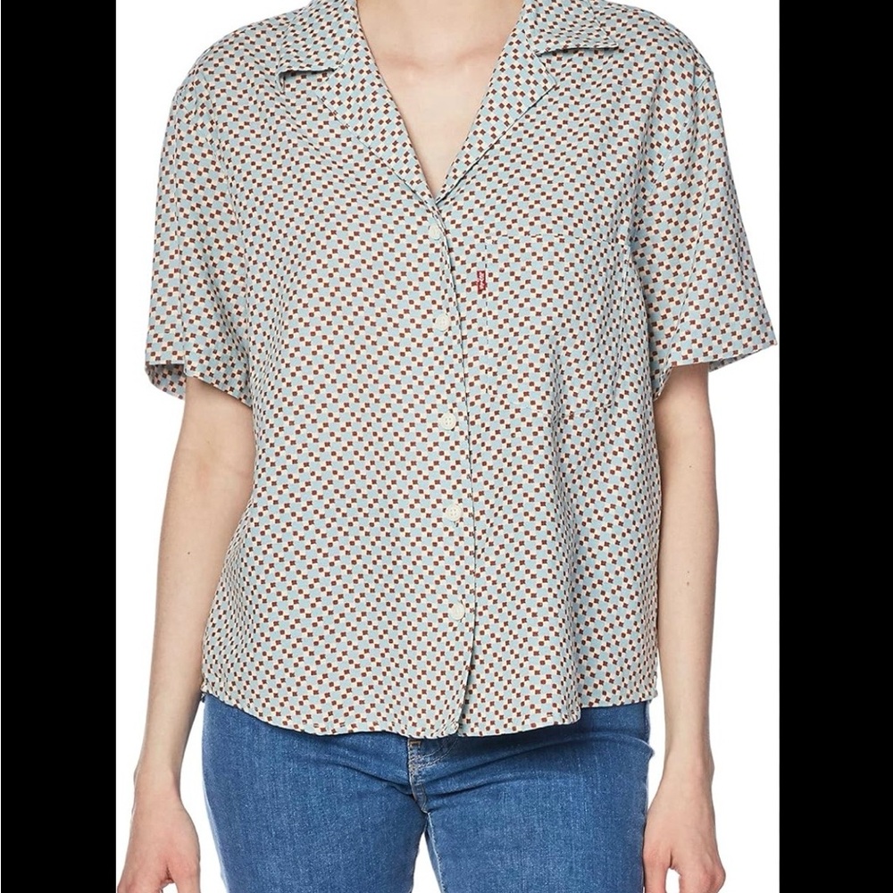 Levi's Women's Button-Down Shirt with Red and Blue Dots